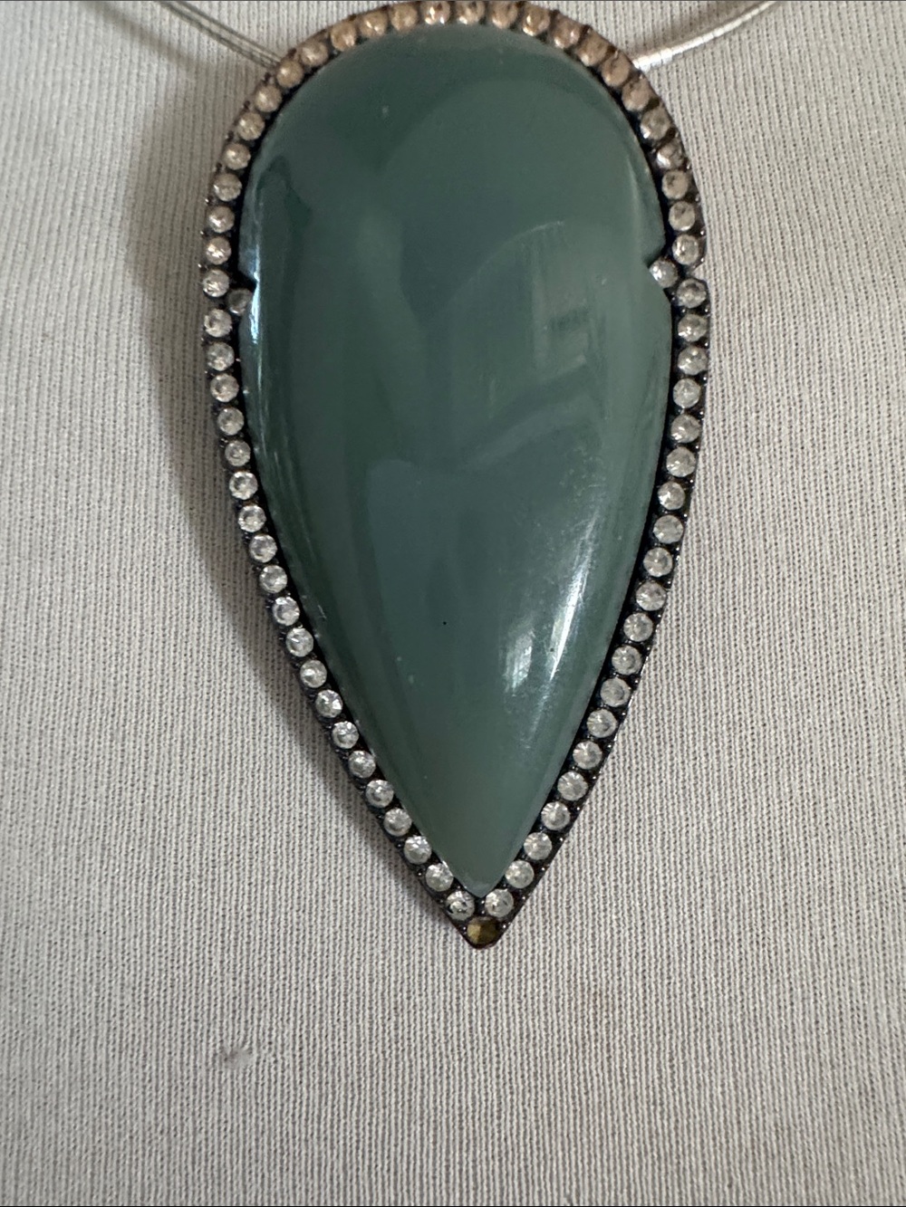 Green Teardrop Pendant with Crystal Halo